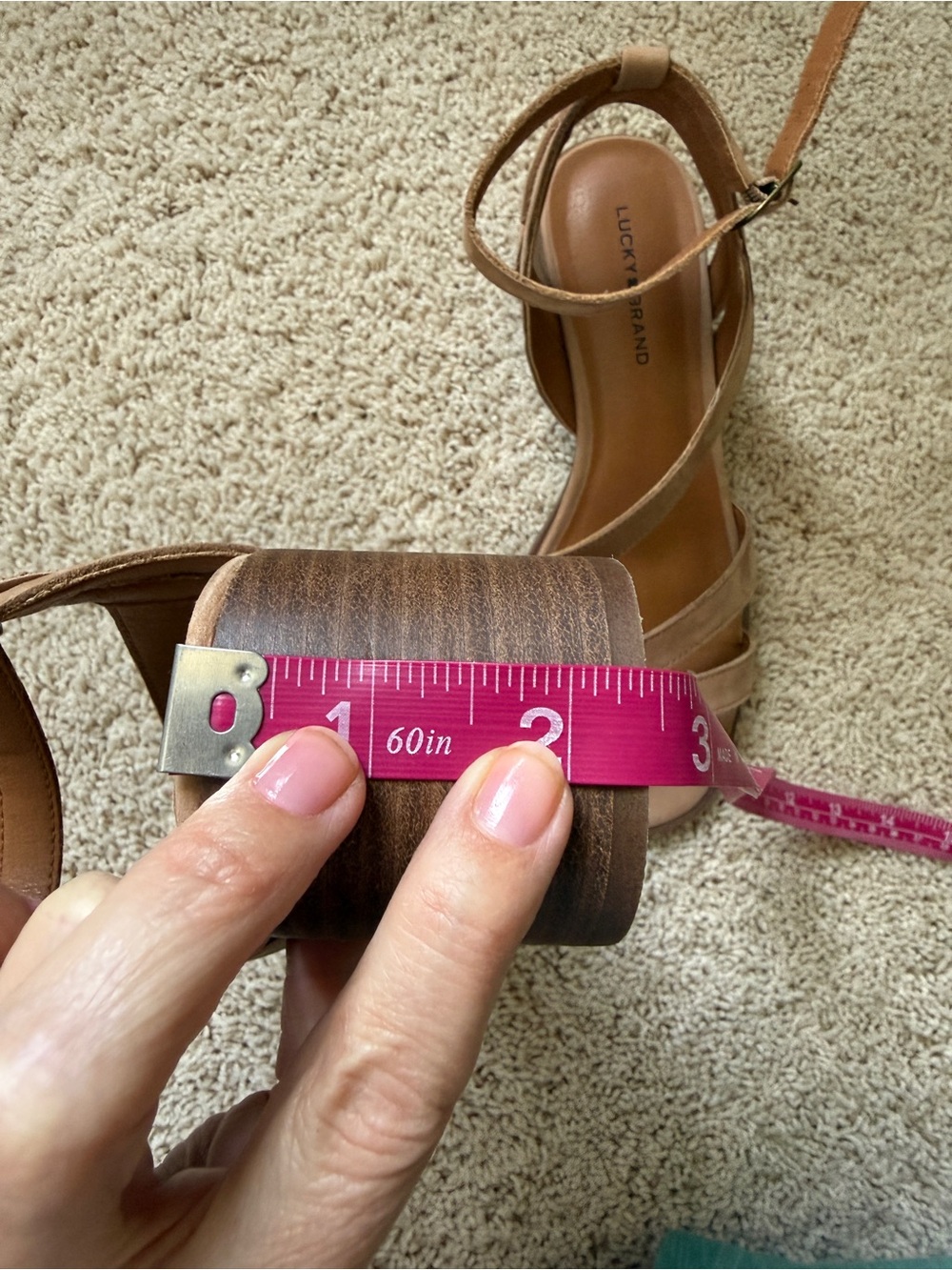 Lucky Brand Women's Beige/Tan Suede Strappy Heeled Sandals - Picture 3 of 7